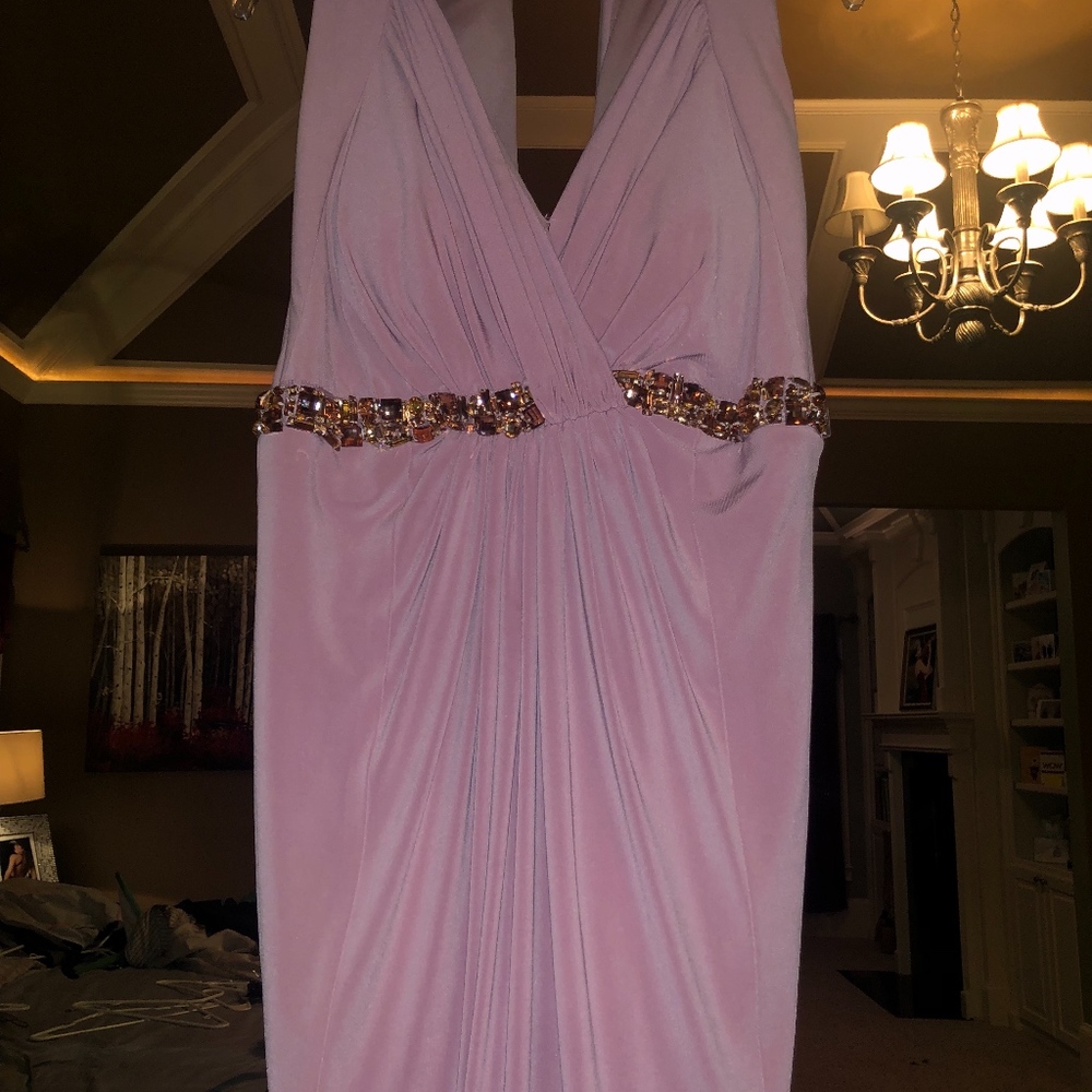 LAVENDER/PINK DRAPED COCKTAIL DRESS